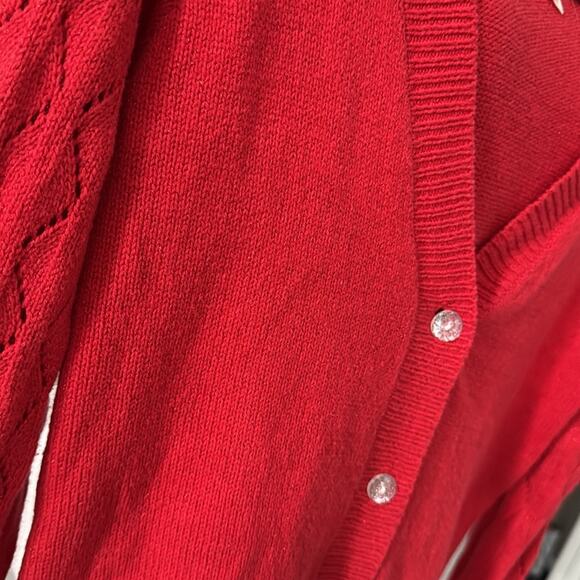 Cat & Jack Red Sparkly Button Front V-Neck Cardigan Size XL / 14 - Picture 3 of 5